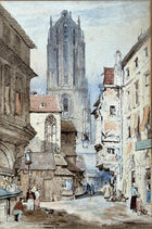Fine C19th Victorian Watercolour - Street Scene of "Francfort" - Henri Schafer