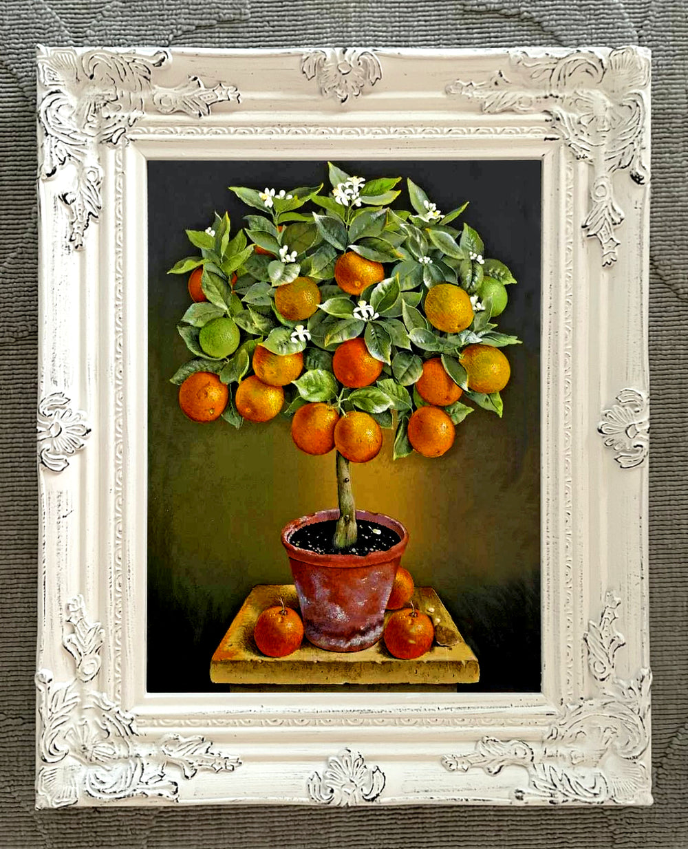 Fine Oleograph on Canvas Still Life of an Orange Tree