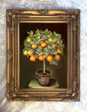 Exquisite Oleograph on Canvas Still Life of an Orange Tree