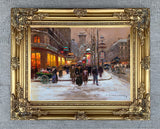 Fine Oleograph on Canvas of Porte Saint Denis in Snow aft. Eduoard Cortes