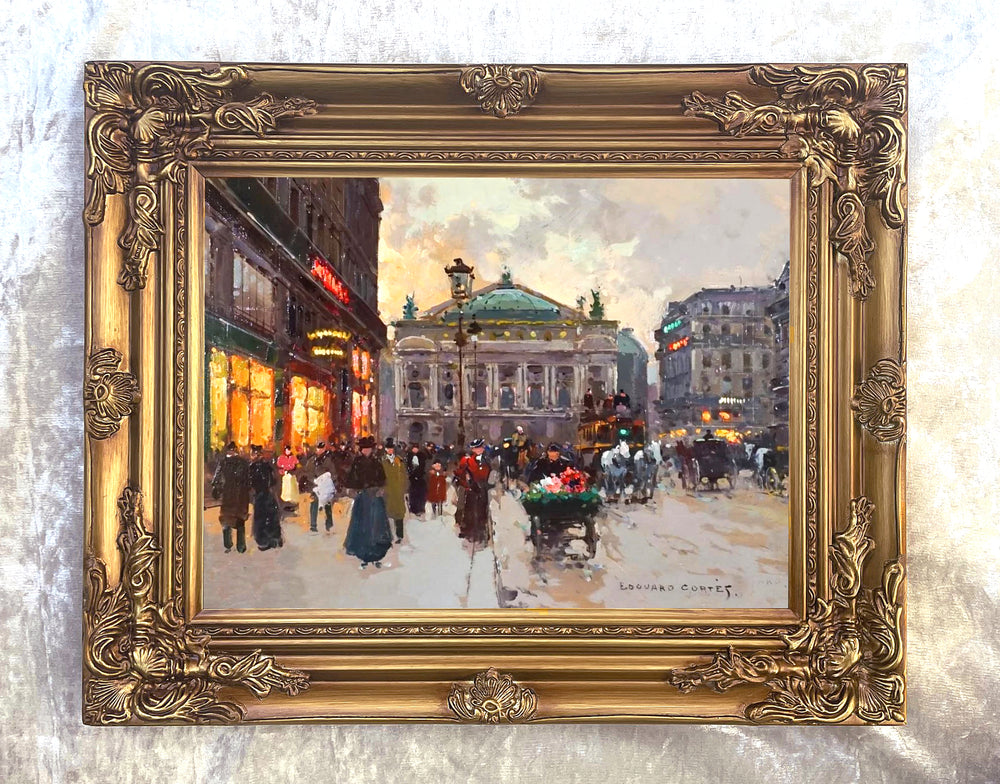 Beautiful Oleograph on Canvas of the Palais Garnier Paris aft. Eduoard Cortes