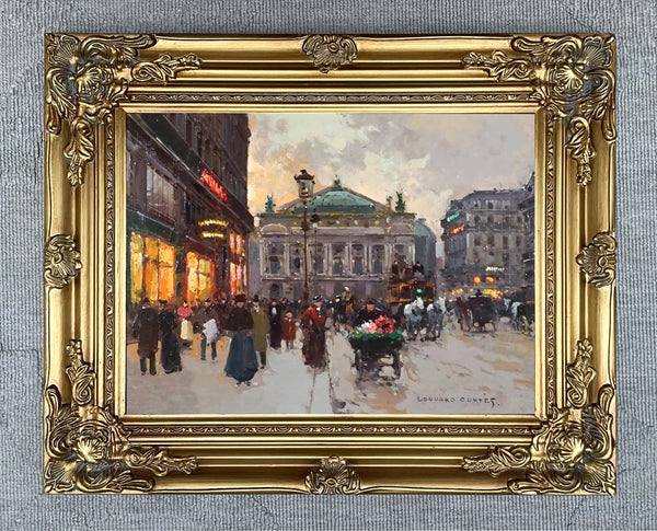 Beautiful Oleograph on Canvas of the Palais Garnier Paris aft. Eduoard Cortes