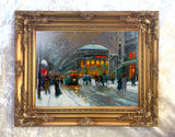 Stunning Oleograph on Canvas of a Paris in Winter aft. Eduoard Cortes