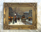 Elegant Lithograph on Canvas of a Parisian Winter Street Scene - Place de la Madelaine