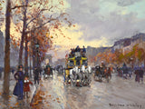 Fine Oleograph on Canvas of the Champs Elysees aft. Eduoard Cortes