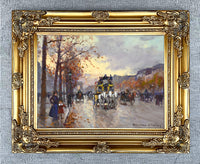 Fine Oleograph on Canvas of the Champs Elysees aft. Eduoard Cortes