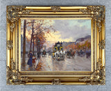 Fine Oleograph on Canvas of the Champs Elysees aft. Eduoard Cortes