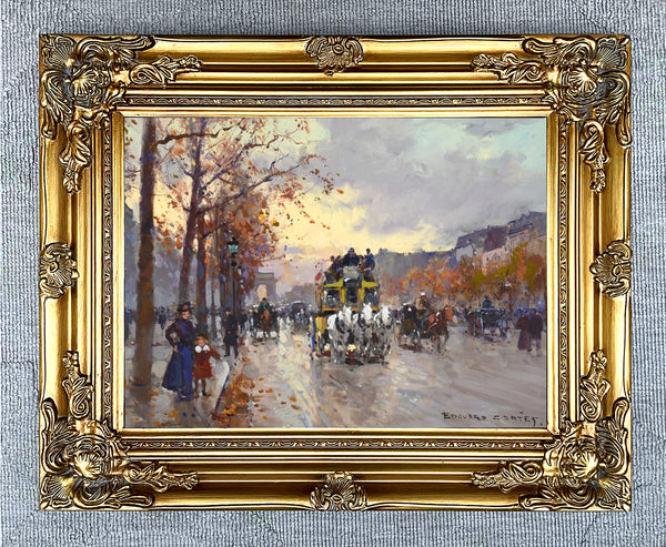 Fine Oleograph on Canvas of the Champs Elysees aft. Eduoard Cortes