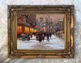 Fine Oleograph on Canvas of Porte Saint Denis in Snow aft. Eduoard Cortes