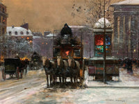 Fine Oleograph on Canvas of Place de la Madeleine in Winter aft. Eduoard Cortes