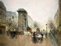 Stunning Oleograph on Canvas of Porte Saint-Denis Paris aft. Eduoard Cortes