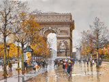 Stunning Oleograph on Canvas of L'Arc De Triomphe Paris