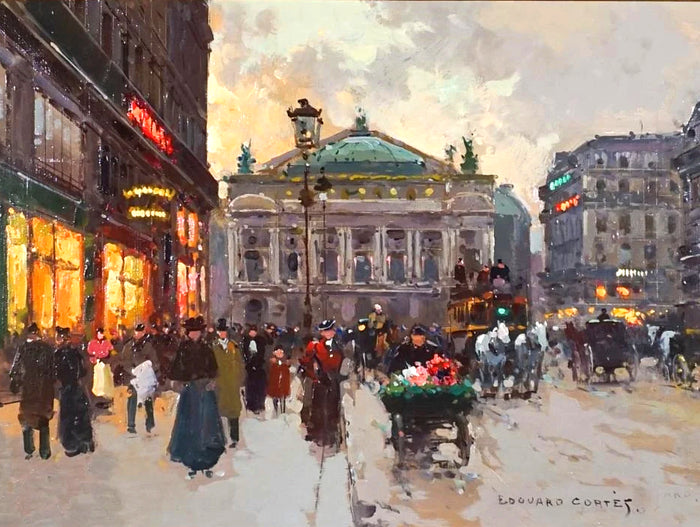 Beautiful Oleograph on Canvas of the Palais Garnier Paris aft. Eduoard Cortes