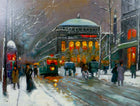 Stunning Oleograph on Canvas of a Paris in Winter aft. Eduoard Cortes