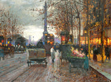 Exquisite Oleograph on Canvas of the Place de la République in Paris at Twilight