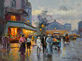 Exquisite Oleograph on Canvas of the Gare D'Est in Paris at Twilight