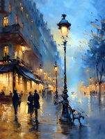 Stunning Lithograph on Canvas of a Parisian Autumn Twilight Scene