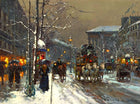 Elegant Lithograph on Canvas of a Parisian Winter Street Scene - Place de la Madelaine