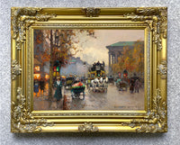 Stunning Oleograph on Canvas of a busy Parisien Street Scene aft. Eduoard Cortes