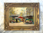 Stunning Oleograph on Canvas of a Parisian Flower Market aft. Eduoard Cortes