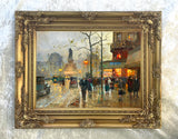 Stunning Oleograph on Canvas of a Parisian Twilight Scene aft. Eduoard Cortes