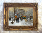Stunning Lithograph on Canvas of a Parisian Wintry Twilight Scene aft. Eduoard Cortes