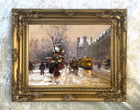 Stunning Lithograph on Canvas of a Parisian Winters Twilight Scene aft. Eduoard Cortes