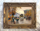 Stunning Oleograph on Canvas of a busy Parisien Street Scene aft. Eduoard Cortes