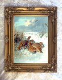 Partridges  in a Winter Landscape - Fine Lithograph on Canvas after Woodhouse