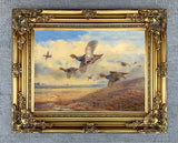 Partridges  in Flight - Fine Lithograph on Canvas after Archibald Thorburn