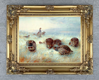 Beautiful Lithograph on Canvas of a Partridges in a Covey aft. Archibald Thorburn