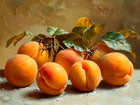 Beautiful Oleograph on Canvas Still Life of Peaches on a Ledge