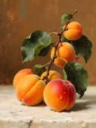 Beautiful Oleograph on Canvas Still Life of Peaches on a Marble Ledge