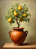 Exquisite Oleograph on Canvas Still Life of a Pear Tree in a Roman Urn