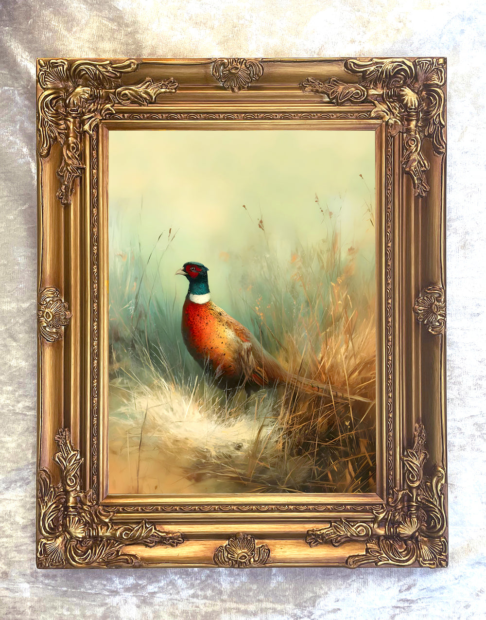 Fine Lithograph on Canvas - Cock and  in a Field