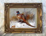 Pheasant in a Wintry  Landscape - Fine Lithograph on Canvas after Thorburn