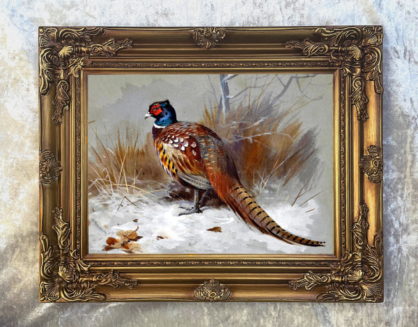 Pheasant in a Wintry  Landscape - Fine Lithograph on Canvas after Thorburn