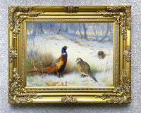 Fine Lithograph on Canvas - A Cock & Hen Pheasant in Winter aft.Thorburn