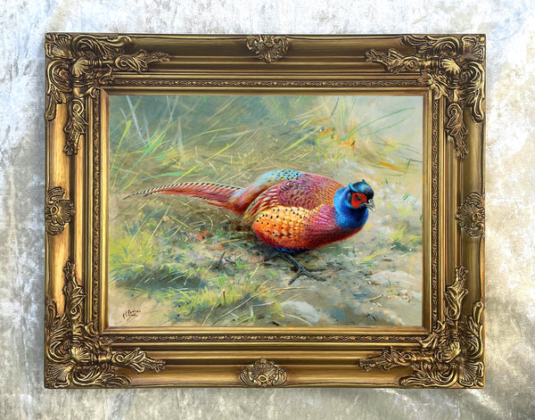 Fine Lithograph on Canvas - A Cock Pheasant in a Copse aft. George Lodge
