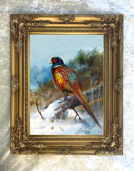 Pheasant in Wintry Woodland - Fine Lithograph on Canvas aft. Thorburn
