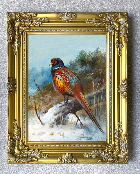 Pheasant in Wintry Woodland - Fine Lithograph on Canvas aft. Thorburn