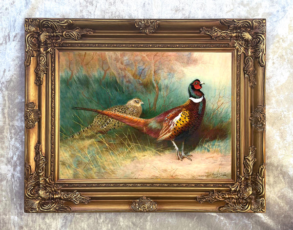Fine Lithograph on Canvas - A Cock & Hen Pheasant aft. Thorburn