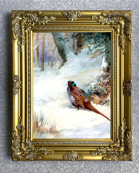" Pheasant in Snow " Fine Oleograph on Canvas