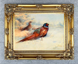 Fine Lithograph on Canvas - Pheasants in January Snow