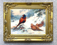 Pheasants in Wintry Woodland - Fine Lithograph on Canvas aft. Thorburn