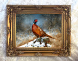 Fine Lithograph on Canvas - A Cock Pheasant in Winter