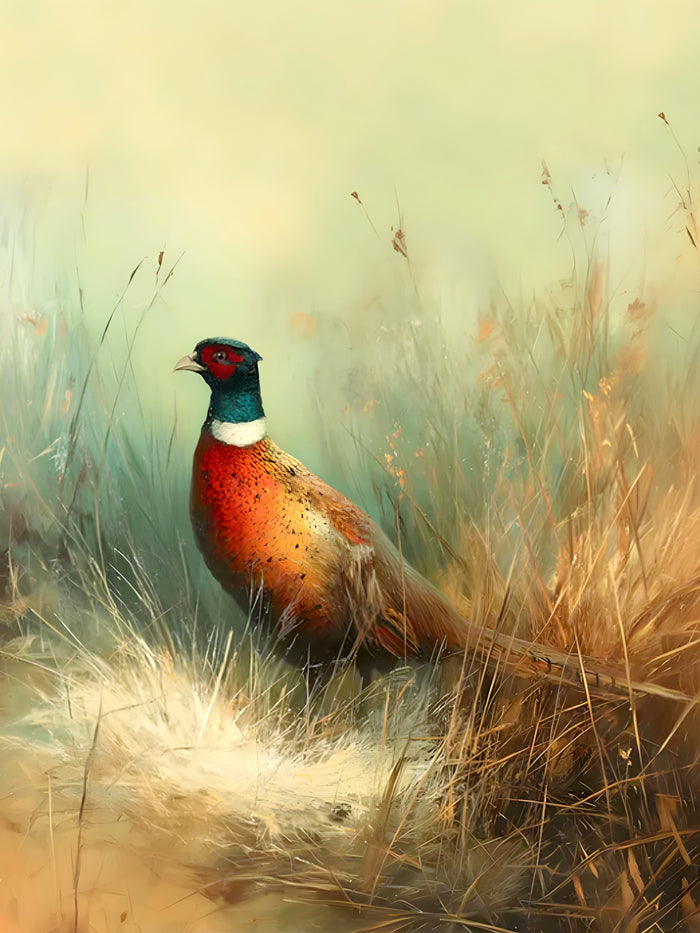 Fine Lithograph on Canvas - Cock and  in a Field