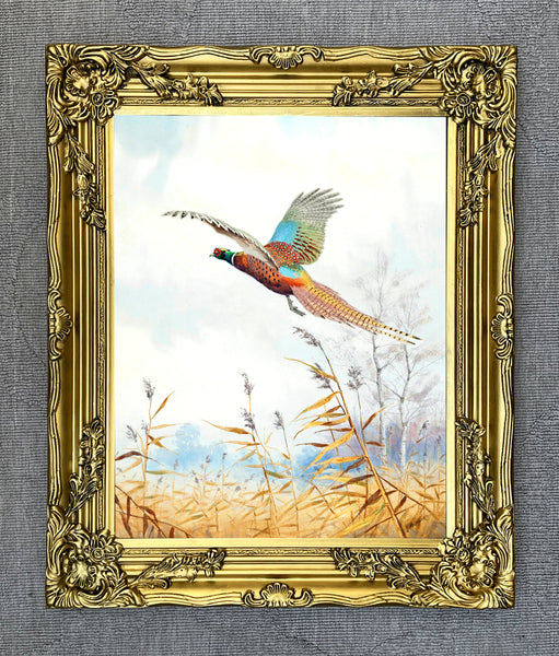 " Pheasant in Flight " Fine Oleograph on Canvas