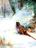 " Pheasant in Snow " Fine Oleograph on Canvas