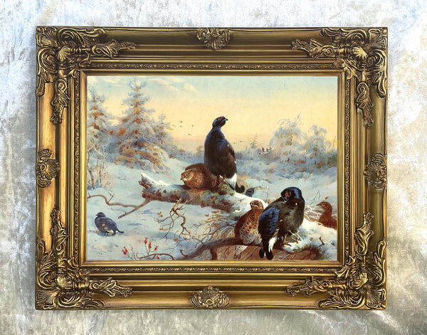 Black Game in Winter  - Fine Lithograph on Canvas after Thorburn